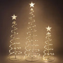 Conjunto de Árvores de Natal Espiral Iluminadas com LED – 3 Peças
