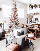 Árvore de Natal Artificial Slim King Flock® de com 650 Luzes LED Branco Quente