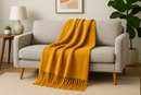 Manta de Sofá Decorativa Mostarda - Tricot 130x170cm